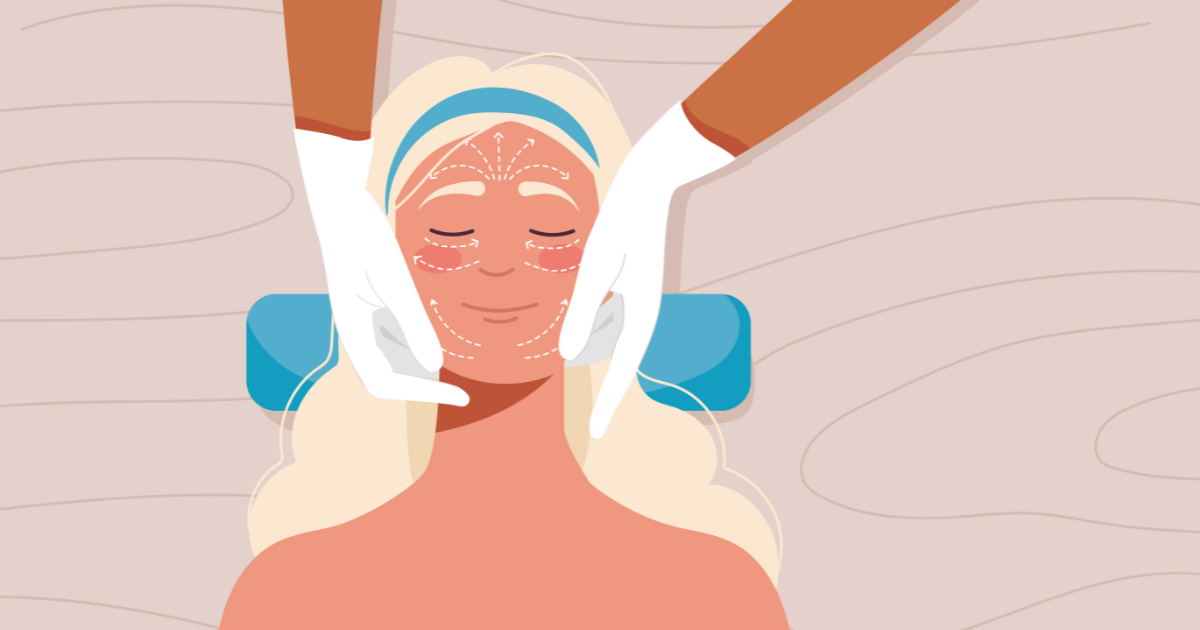 Illustration of woman receiving facial massage