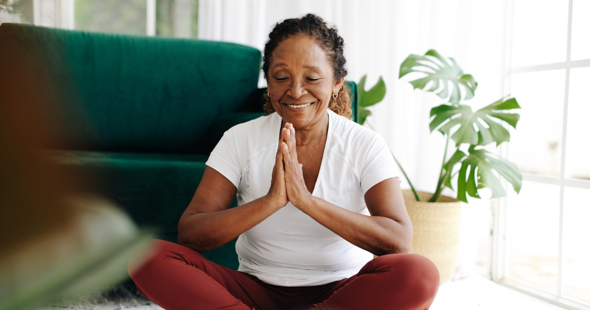 Older woman meditating