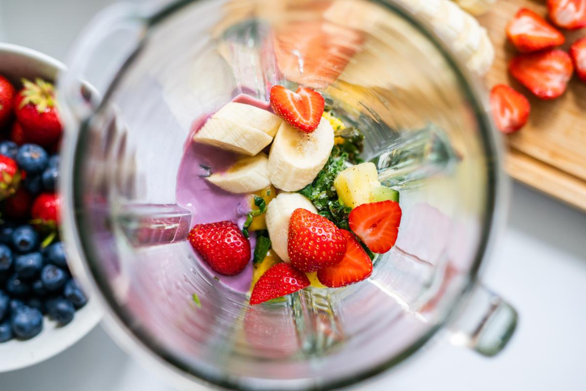 Fruit in a blender