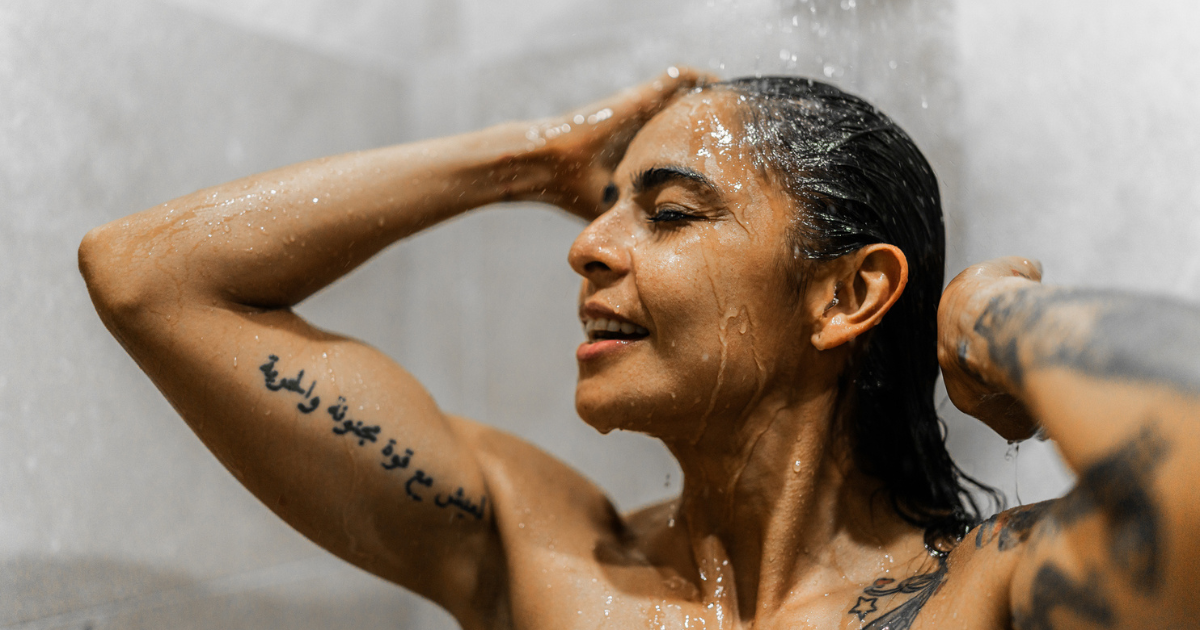 Woman washing her hair