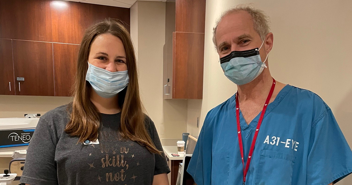 Bethany Marksmeier with eye surgeon Ron Krueger, MD