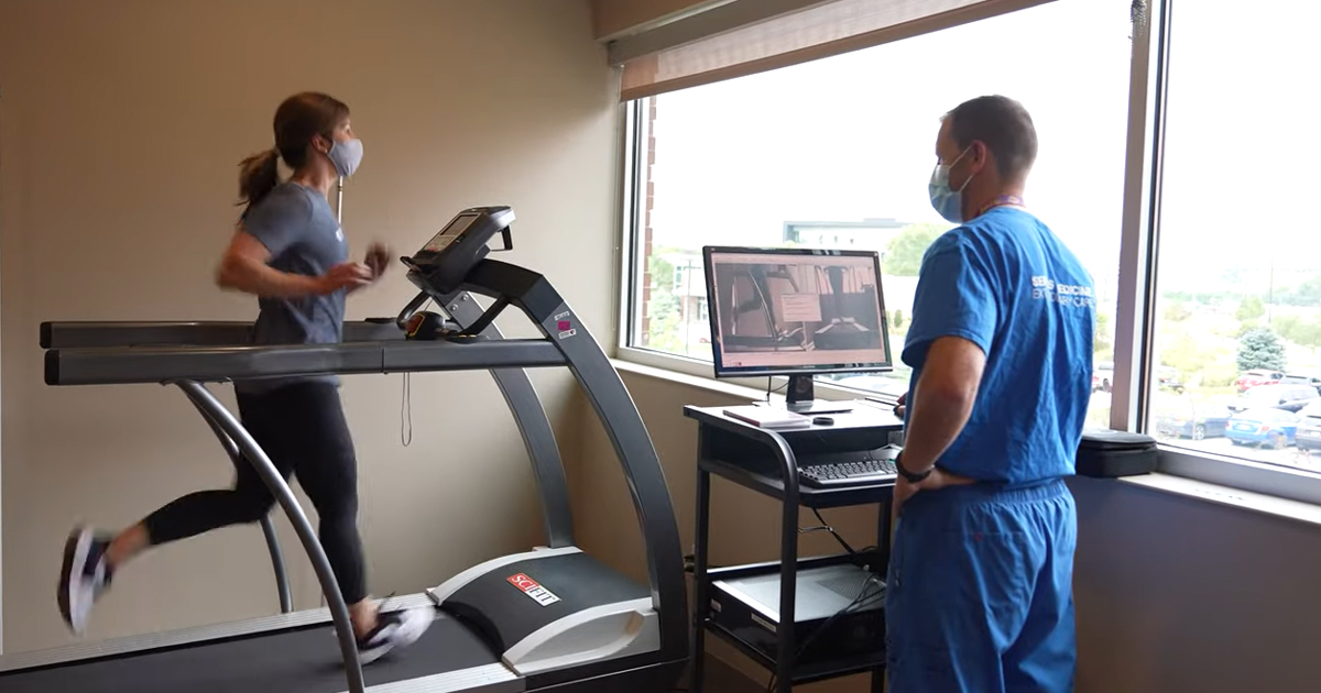 Woman running on a treadmill