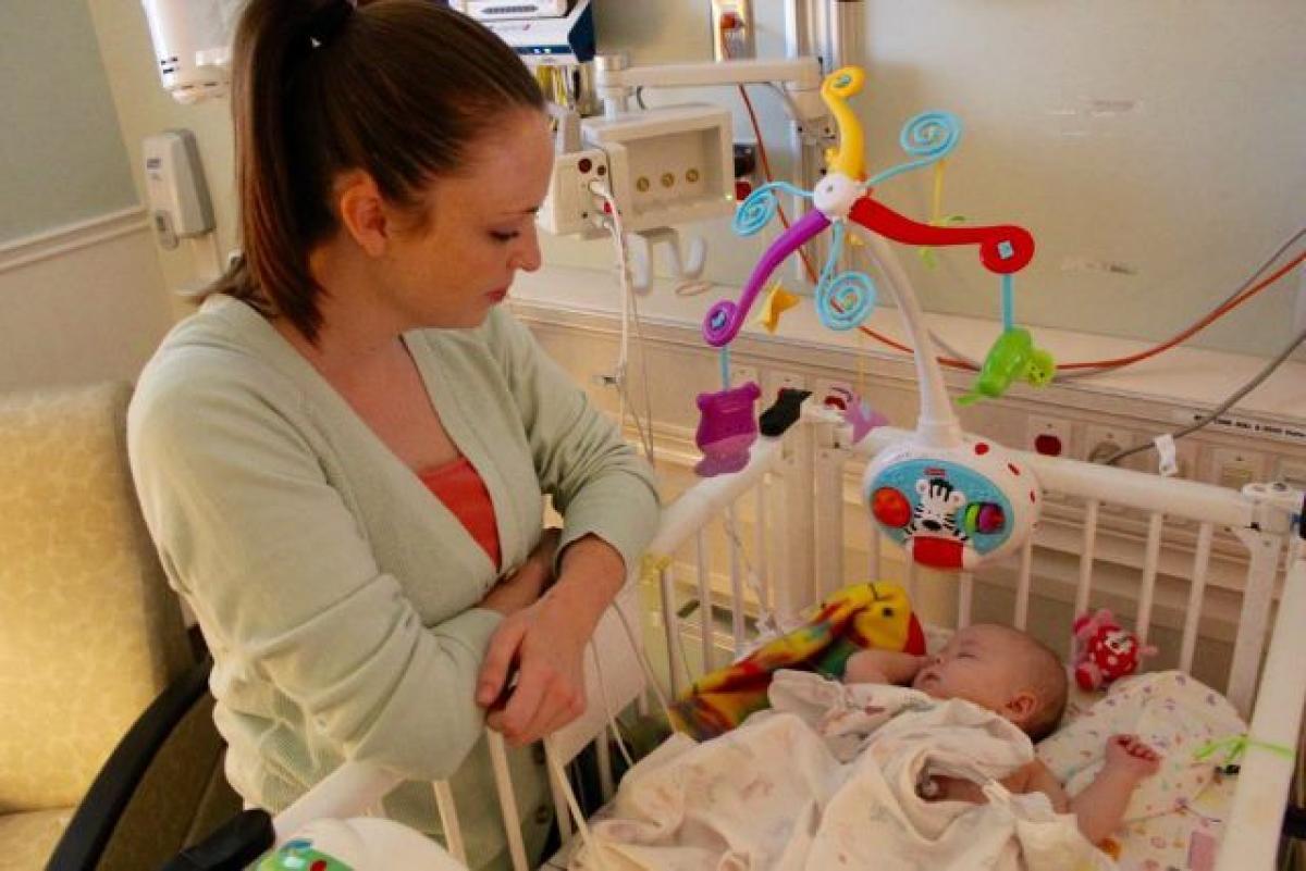 Amber stayed with Brylie in the NICU while her husband and family helped care for their three other children.