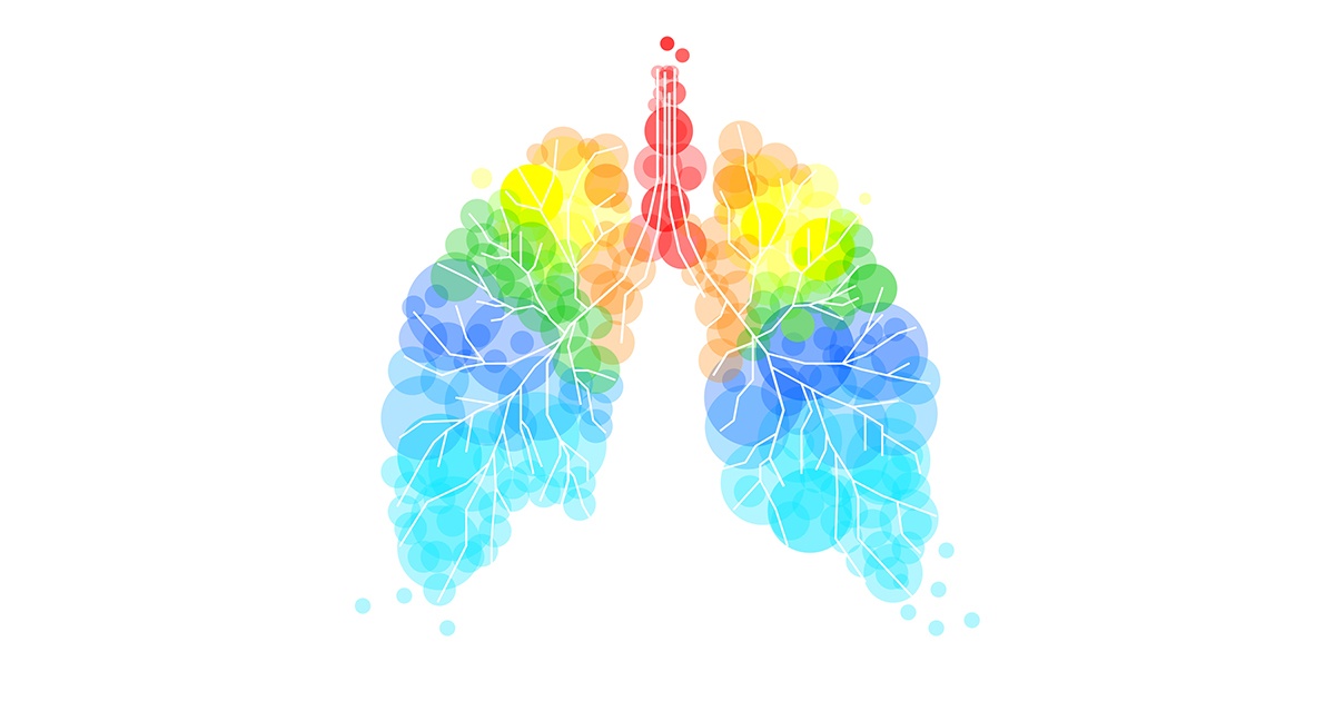 Artistic image of lungs in rainbow colors