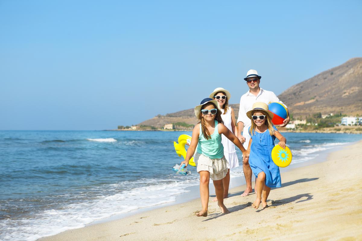 Family on beach