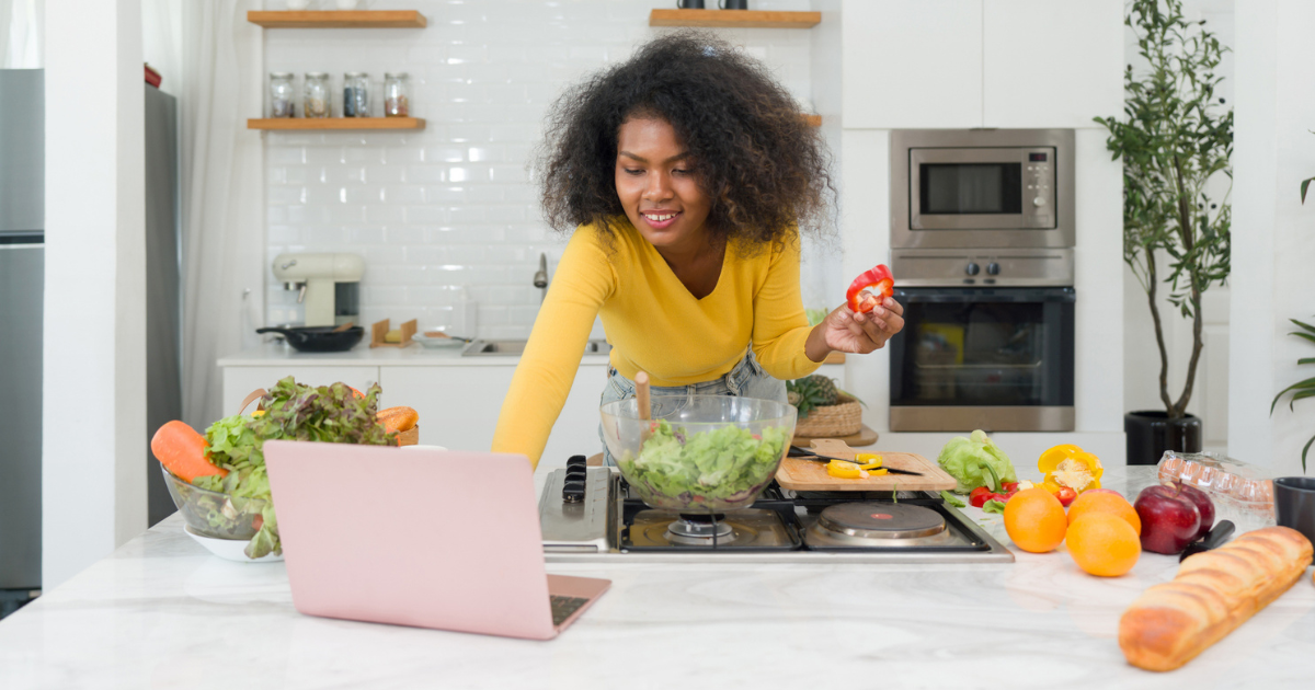 Woman making a salad