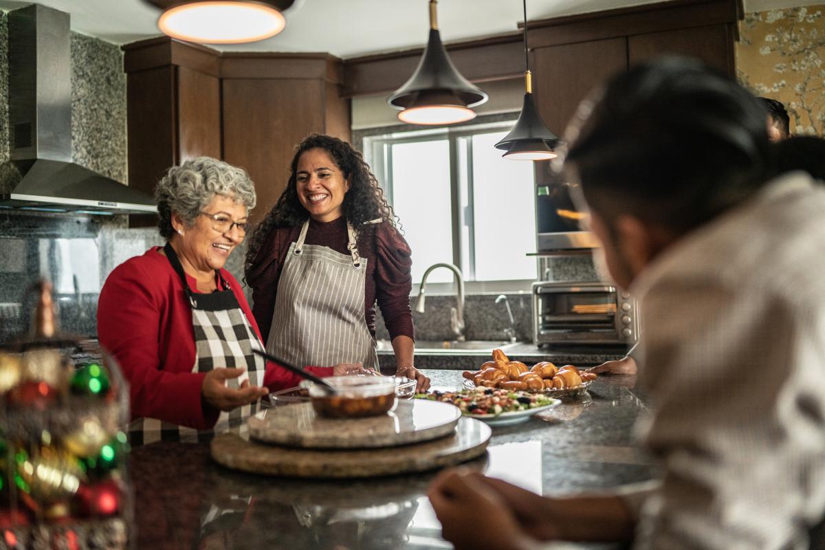 Woman and mother in kitchen