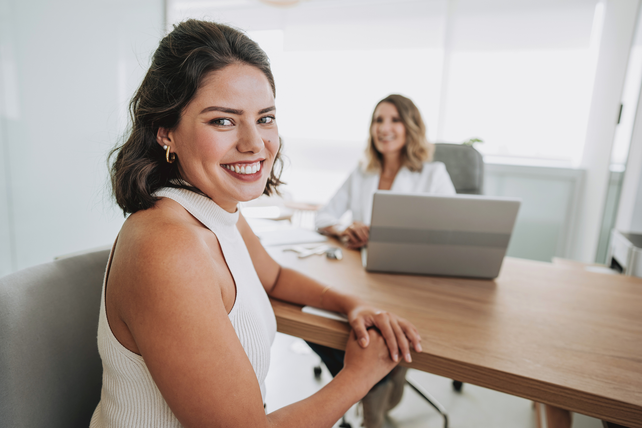 Woman talking to doctor