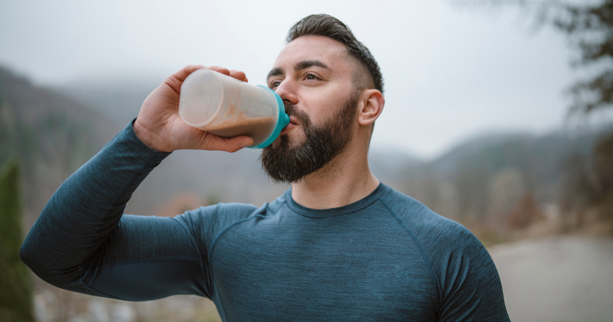 Man drinking protein shake