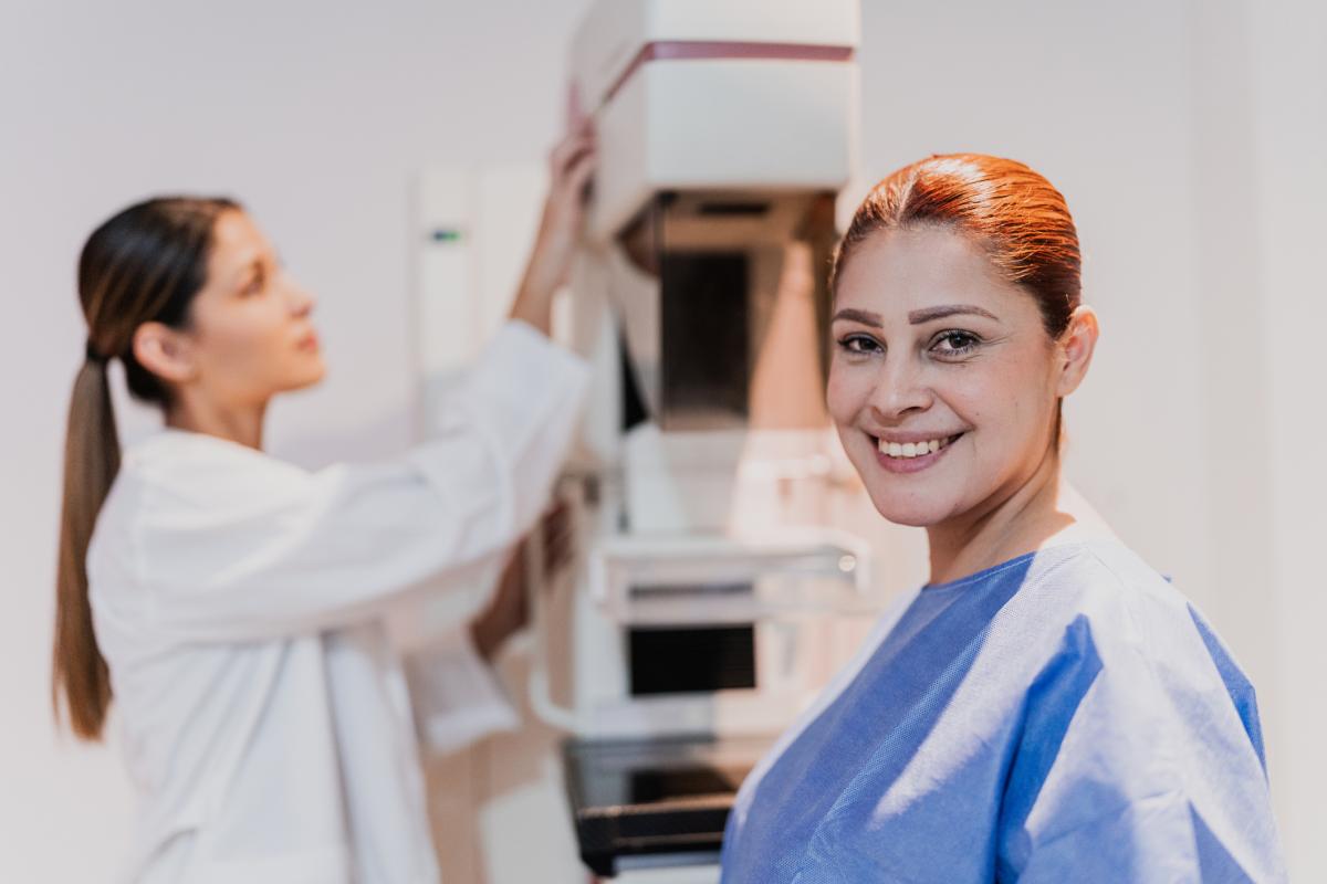 Woman waiting for mammogram