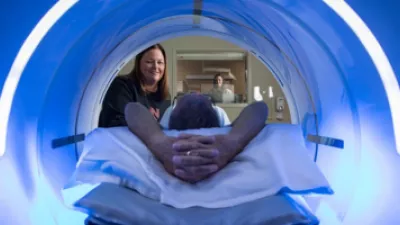 Man in a CT scanner