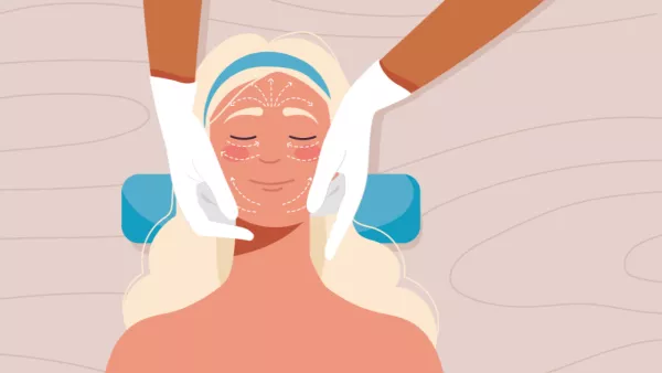 Illustration of woman receiving facial massage