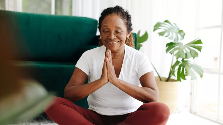 Older woman meditating