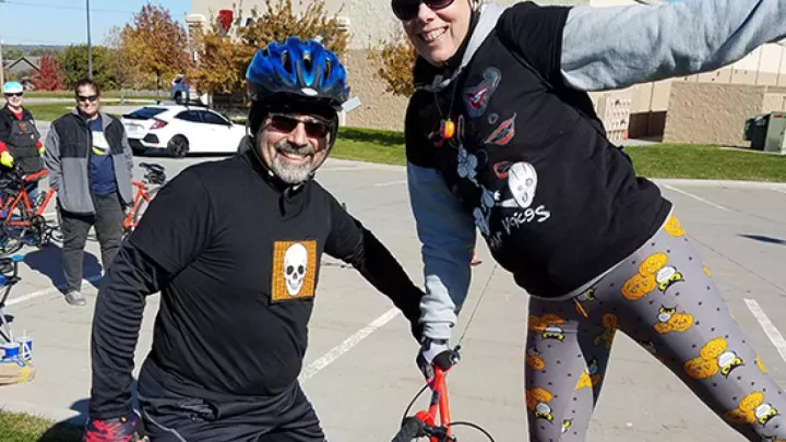 Thomas Barber with his wife, Connie, enjoying biking, their favorite pastime.