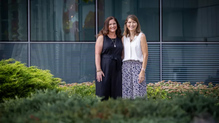 Mindi Coleman, BSW, RN, lung cancer screening case manager, with Michele Jackley, patient