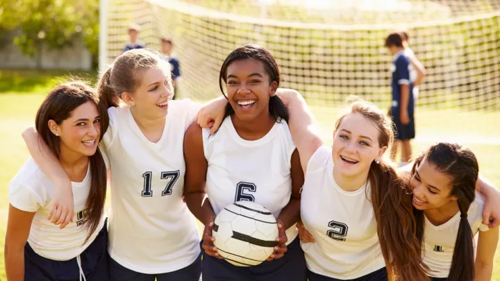 Girl soccer players