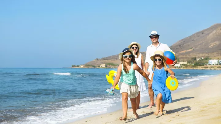 Family on beach