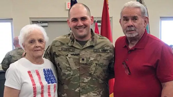 Sharon Scholl, left, with her son Zach and husband Ray.