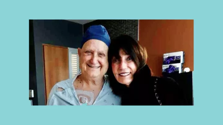 Cancer patient Eric Peterson, left, with Omaha philanthropist Pamela Buffett.