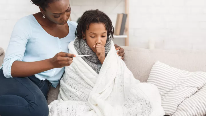 Mother and sick young son