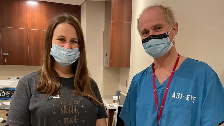 Bethany Marksmeier with eye surgeon Ron Krueger, MD