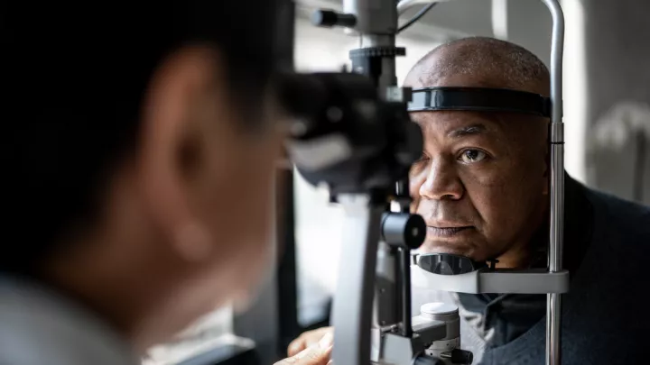 Older man getting his eyes checked