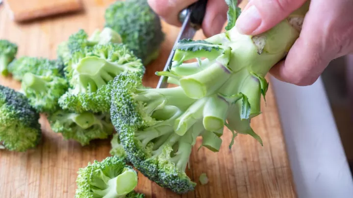 Broccoli on cutting board