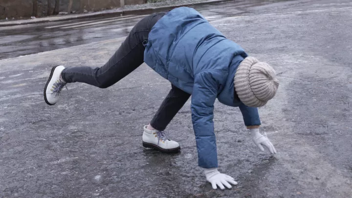 Person slipping on ice