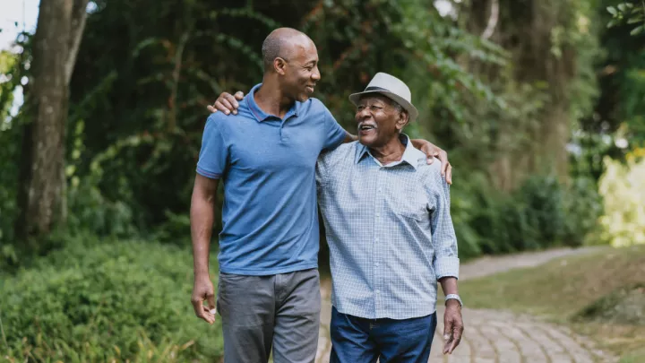 Man walking with his father