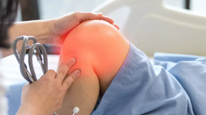 Close up of patient's knee
