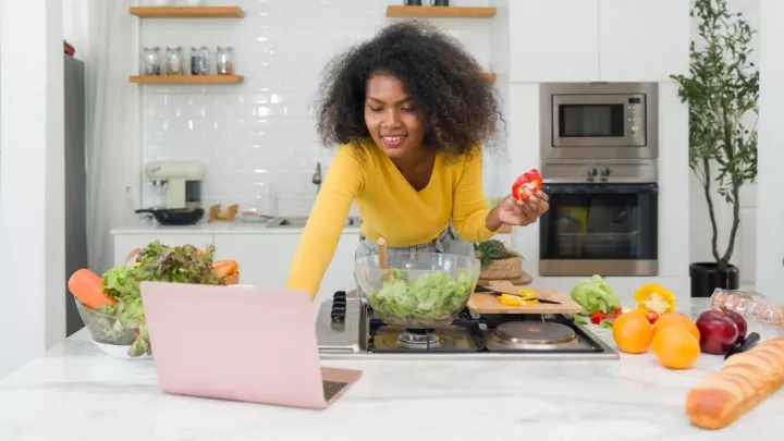Woman making a salad