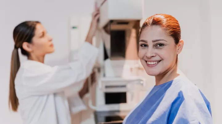 Woman waiting for mammogram